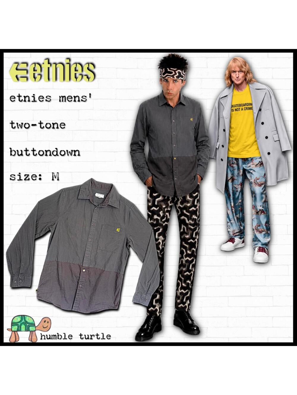 etnies Men's Two-Tone Button-Down Shirt Size M